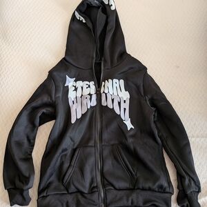 SHEIN Black Graphic Hoodie Jacket for Kids